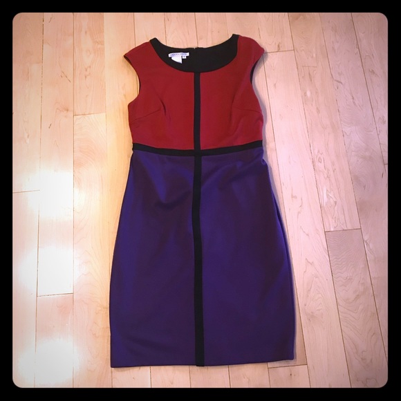 Maggy London Dresses & Skirts - Maggy London red purple color block dress size 12